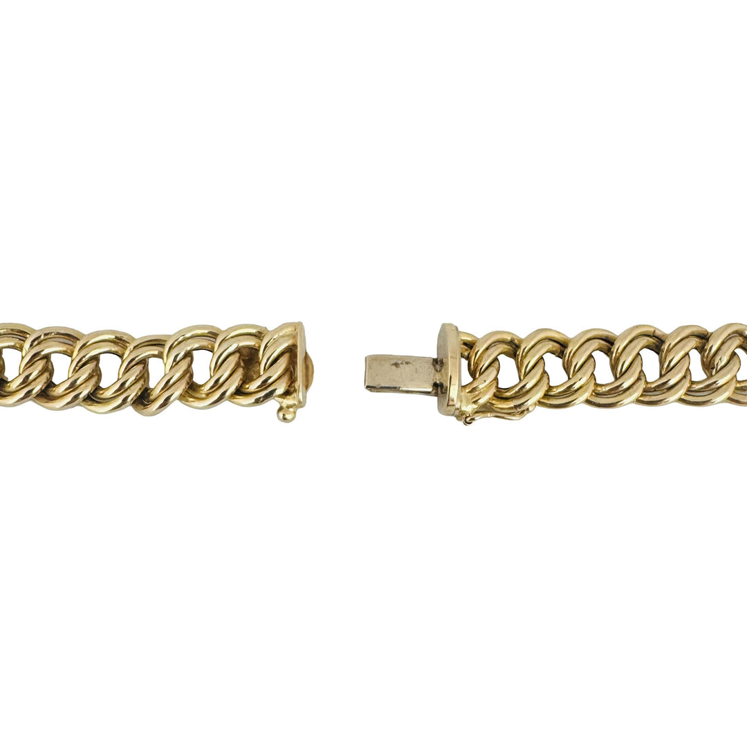 14K Yellow Gold 27.3g Ladies Vintage 10mm Double Curb Link Necklace Italy 16.5"