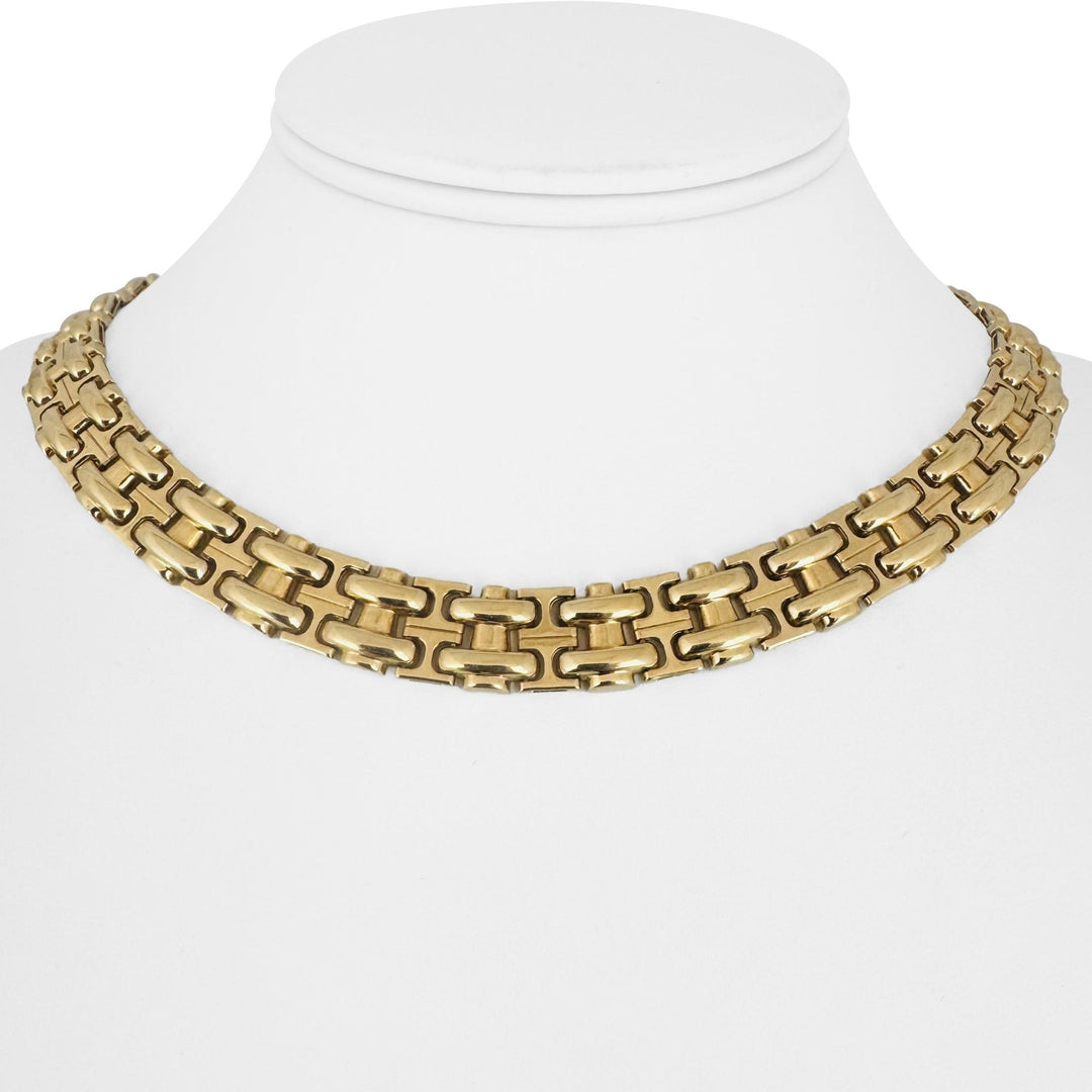 14k Yellow Gold 47.7g Ladies Heavy 11mm Fancy Link Collar Necklace 15"