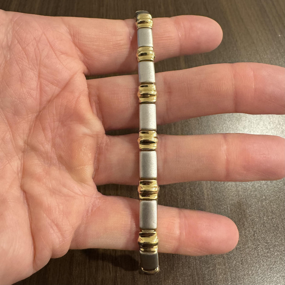 14k Yellow and White Gold 10.5g Fancy Link Bracelet Turkey 7"