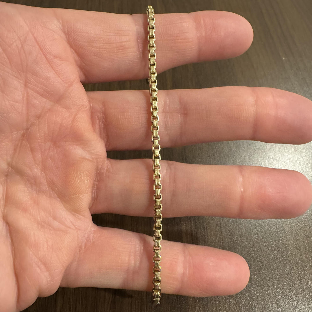 14k Yellow Gold 4.3g Hollow Light 2.8mm Ladies Box Link Bracelet Italy 7"