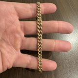 14k Yellow Gold 8.2g Ladies Hollow Graduated Curb Link Bracelet Italy 7"