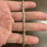 14k Yellow White and Rose Gold 6g Diamond Cut Link Bracelet 7.25"