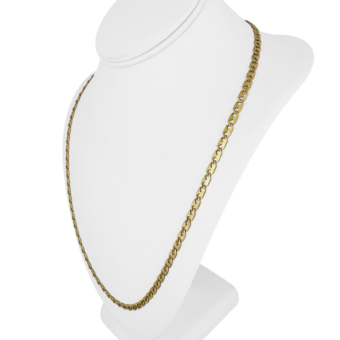 14k Yellow Gold 14.5g Solid Flat 4mm Fancy Link Chain Necklace 24"