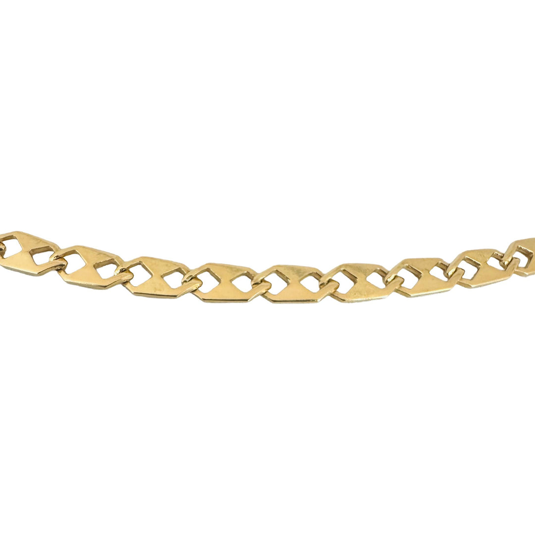 14k Yellow Gold 14.5g Solid Flat 4mm Fancy Link Chain Necklace 24"