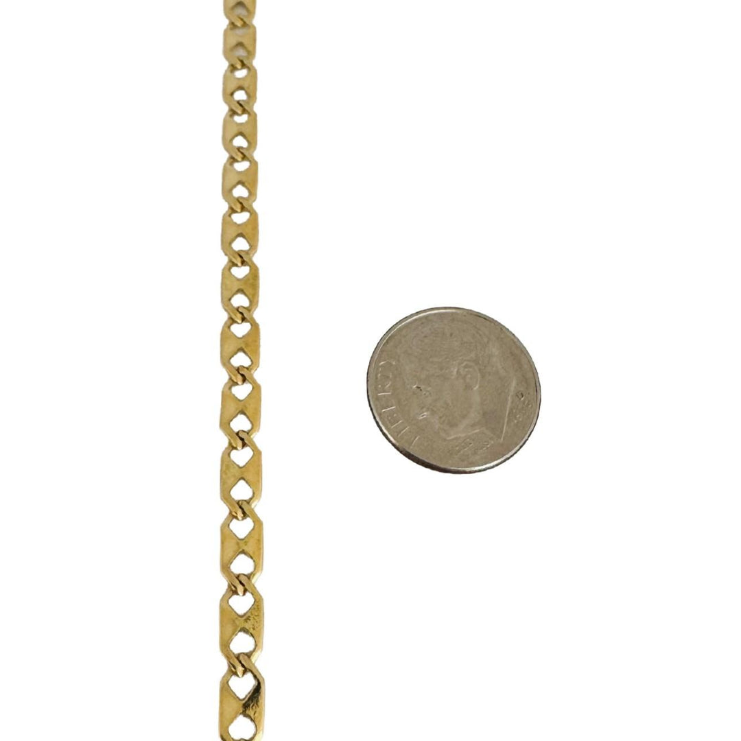 14k Yellow Gold 14.5g Solid Flat 4mm Fancy Link Chain Necklace 24"