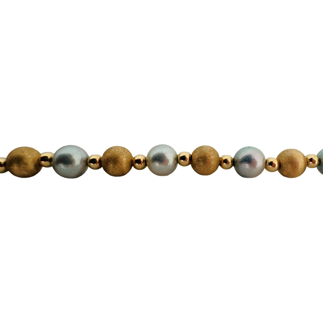 14k Yellow Gold and Tahitian Pearls 12.2g Ball Bead Necklace 16"