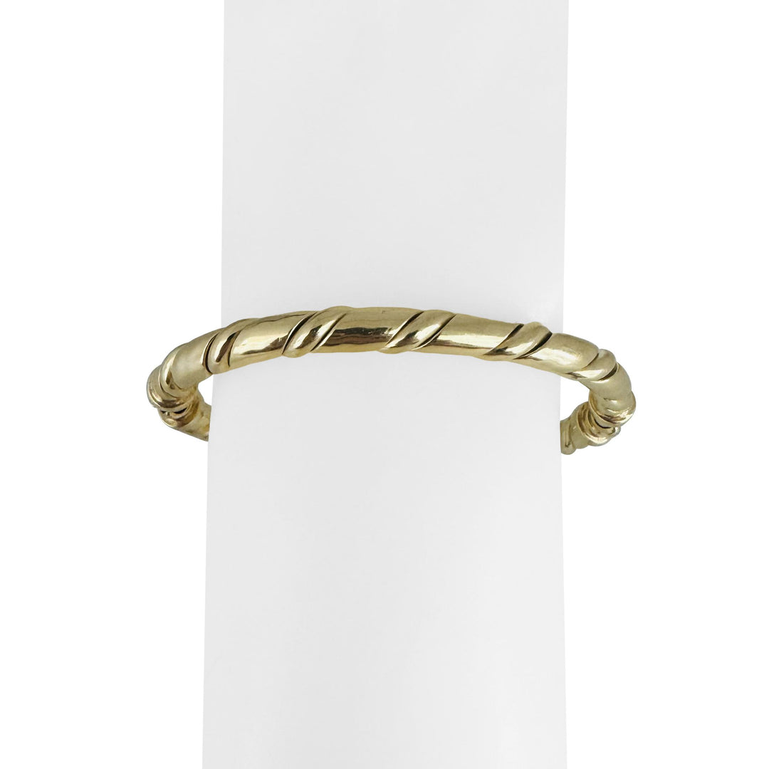 14k Yellow Gold 23.8g Solid Heavy 5.5mm Twisted Bangle Bracelet Italy 6.75"