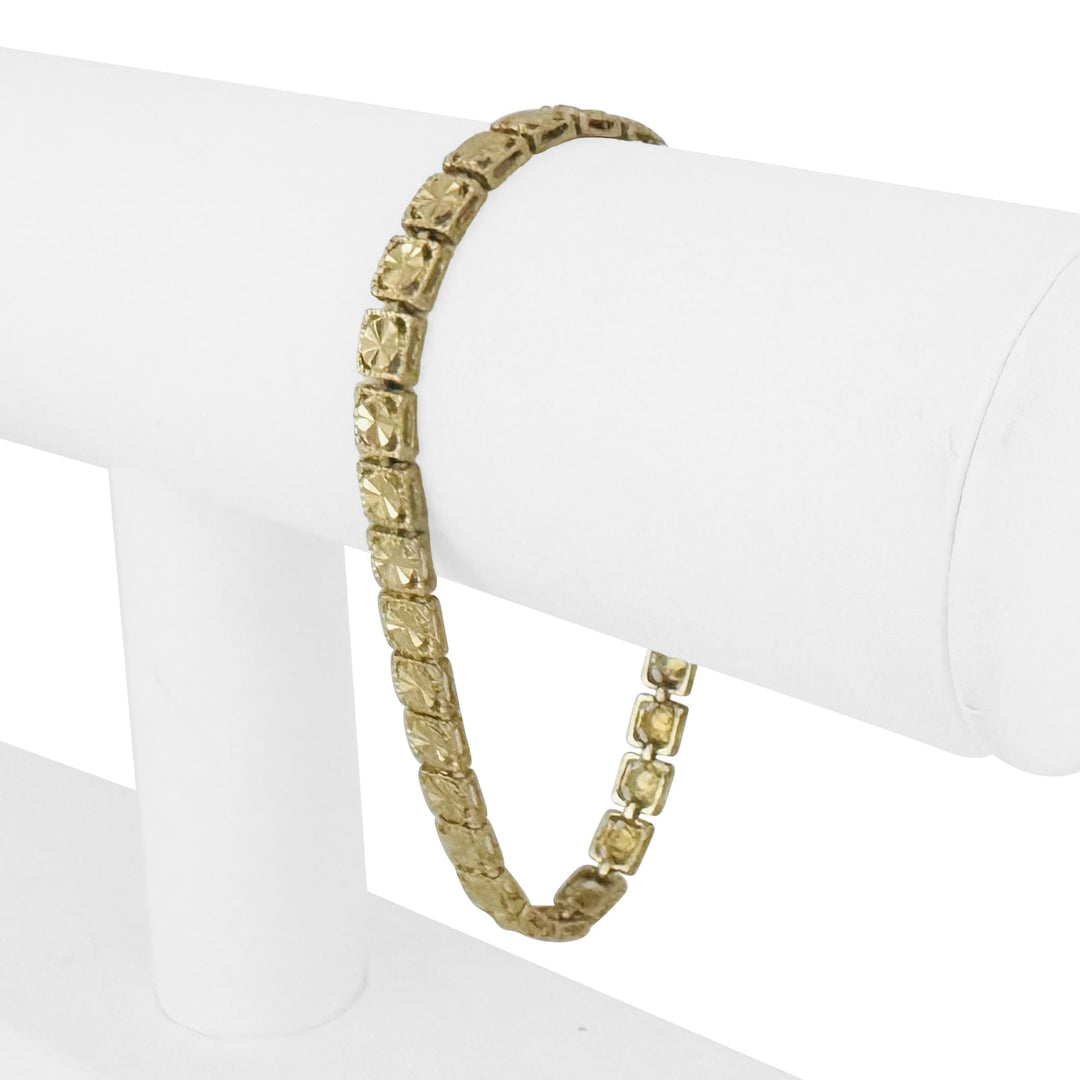 14k Yellow Gold 8.7g Vintage 5mm Diamond Cut Circle Link Bracelet 7.25"