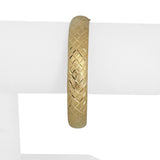 14k Yellow Gold 12.2g Satin Finish 10mm Diamond Cut Bangle Bracelet 7"