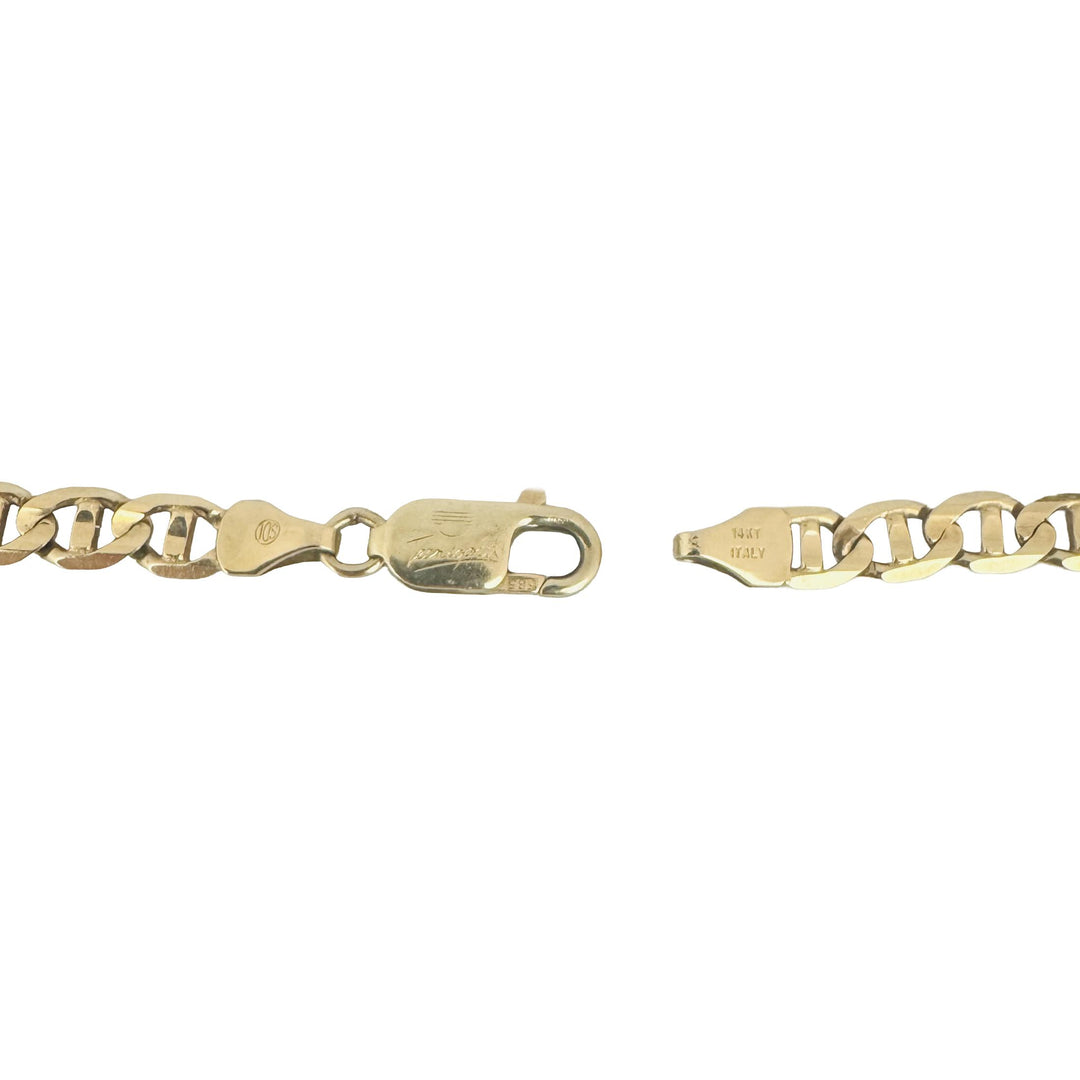 14k Yellow Gold 7.4g Solid 5mm Mariner Link Bracelet Italy 7.5"