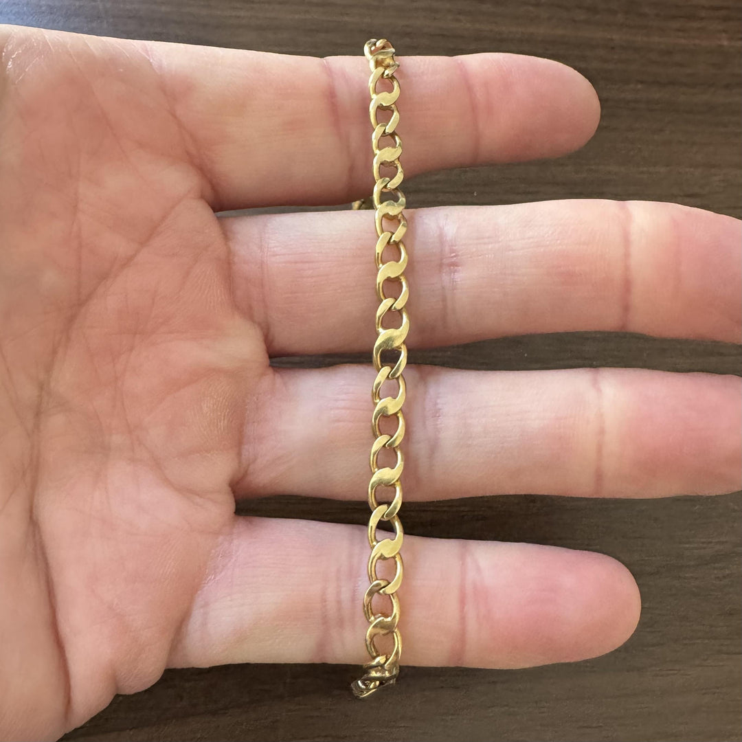 18k Yellow Gold 11.8g Solid Vintage 5mm Fancy Curb Link Bracelet Italy 7.75"
