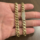 14k Yellow Gold 26.8g Semi Solid Cuban Link CZ Clasp Chain Necklace Italy 17.5"