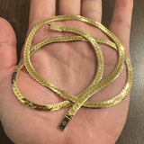 14k Yellow Gold 31g Solid Heavy Thick 5mm Herringbone Link Necklace Italy 24"