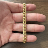 18k Yellow Gold 14.4g Semi Solid Vintage Men's Curb Link Bracelet Italy 8.25"