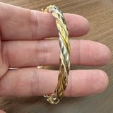 18k Tri Tone Gold 13g Vintage UnoAErre Spiral Bangle Bracelet Italy 7"