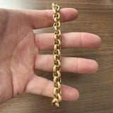 18k Yellow Gold 24.3g Vintage Polished 11mm Rolo Link Bracelet Italy 8.25"