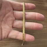 18k Yellow Gold 4.8g Vintage Milor 5mm Flattened Fancy Link Bracelet Italy 7"