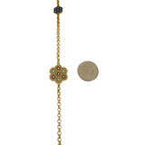 21k Yellow Gold and Enamel Very Long Evil Eye Rolo Link Station Necklace 62"