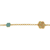 21k Yellow Gold and Enamel Very Long Evil Eye Rolo Link Station Necklace 62"