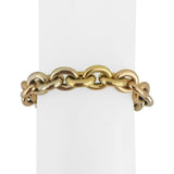18k Yellow White and Rose Gold 26g Tri Tone Cable Link Bracelet 7.5"