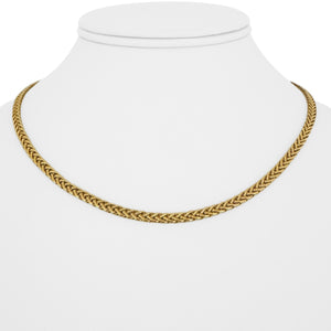 18k Yellow Gold 6.3g Ladies Flat Wheat Link Chain Necklace Italy 17"