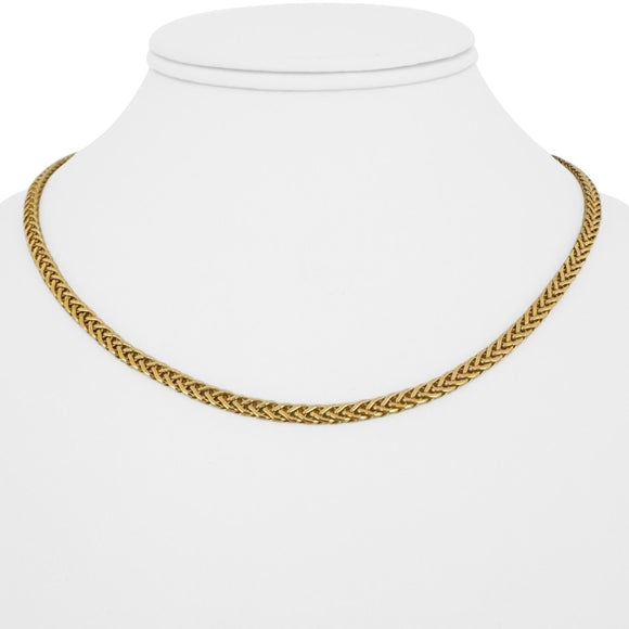 18k Yellow Gold 6.3g Ladies Flat Wheat Link Chain Necklace Italy 17