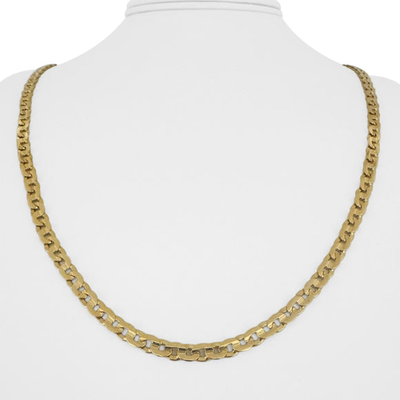 18k Yellow Gold 27g Solid Vintage Circle Curb Link Chain Necklace Italy 23