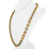 18k Yellow White and Rose Gold 68g Tri Tone Cable Link Necklace 24"