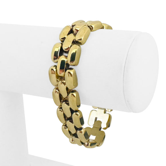 14k Yellow Gold 27.5g Ladies Thick 15mm Panther Link Bracelet 6.75