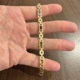 14k Yellow Gold 16g Bezel Set Multi Gemstone 7mm Panther Link Bracelet 7"