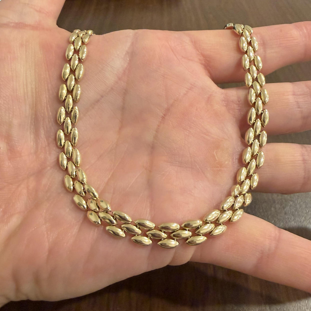 14k Yellow Gold 36.6g Heavy Ladies 8.5mm Panther Link Necklace Italy 17"