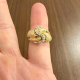 14k Yellow Gold and 0.25cttw Diamond Solid Vintage Fancy Ring Size 6.5