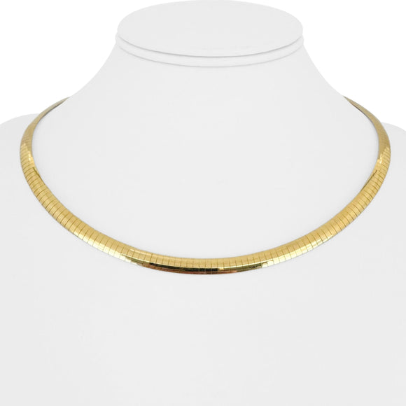 14k Yellow and White Gold 31.7g Reversible 5mm Omega Necklace Italy 18