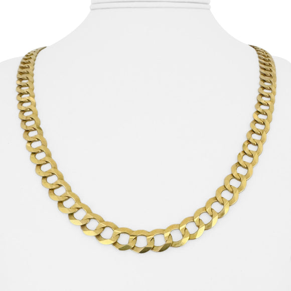 10k Yellow Gold 30.8g Solid Flat 8.5mm Curb Link Chain Necklace 22