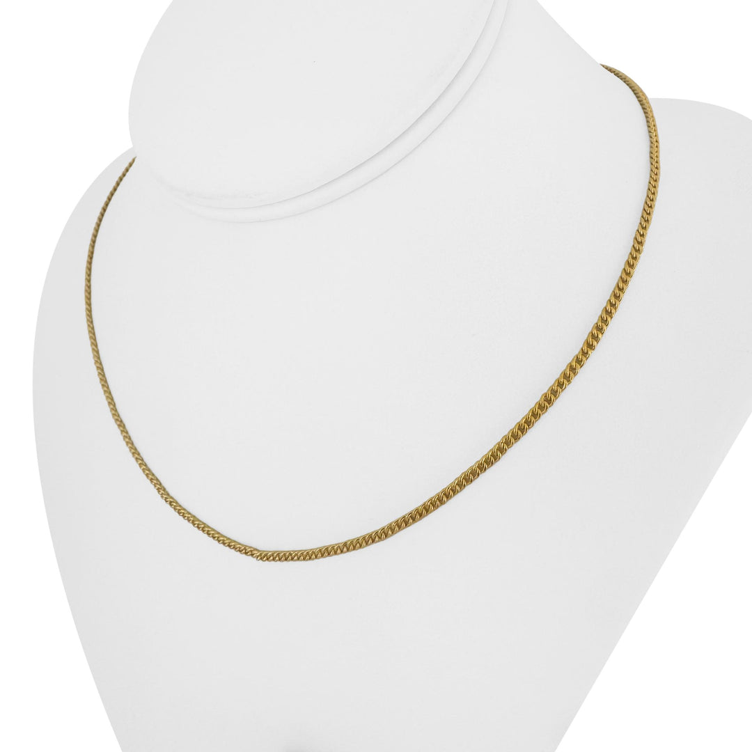 24k Pure Yellow Gold 15.3g Solid Thin 2.5mm Curb Link Chain Necklace 17"