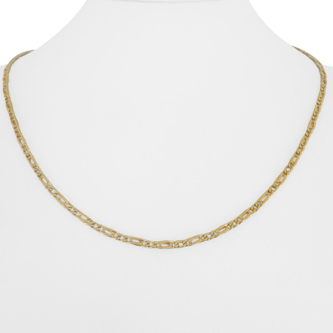 24k Pure Yellow Gold 14.6g Solid Thin 2.5mm Figaro Link Chain Necklace 20"