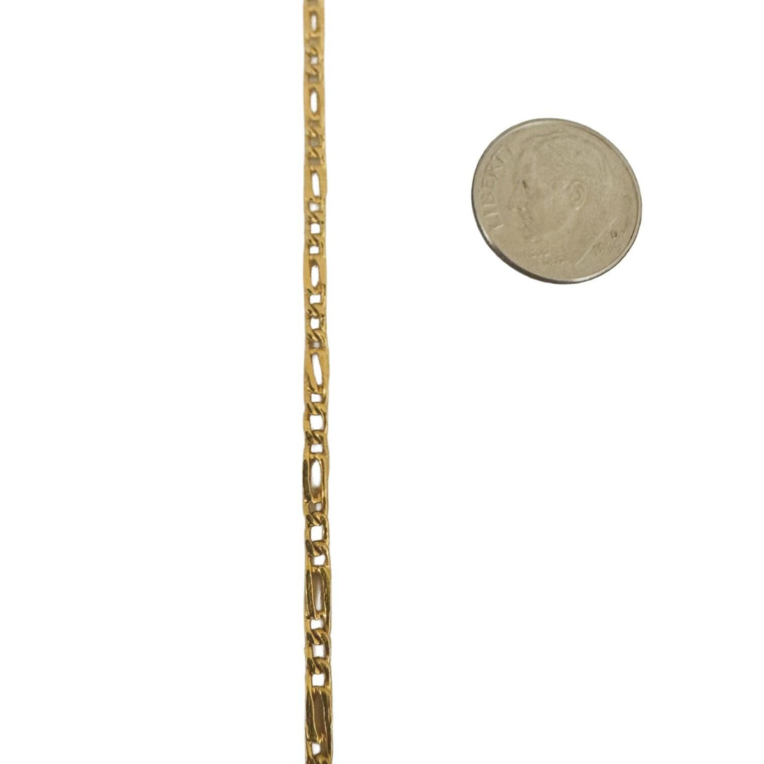 24k Pure Yellow Gold 14.6g Solid Thin 2.5mm Figaro Link Chain Necklace 20"