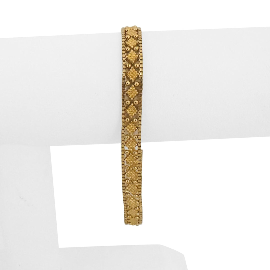 22k Yellow Gold 9g Solid 7mm Fancy Beaded Link Bracelet 7.25"