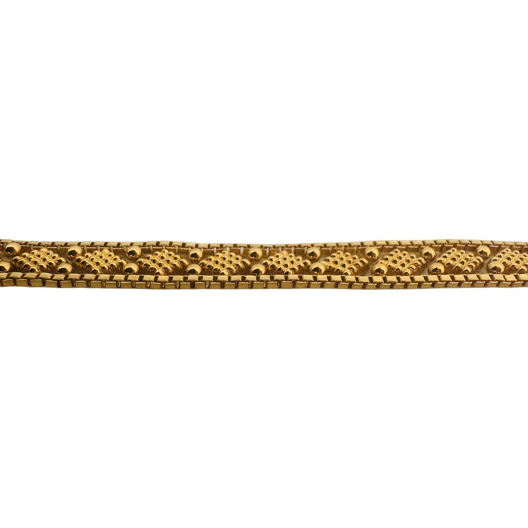 22k Yellow Gold 9g Solid 7mm Fancy Beaded Link Bracelet 7.25"