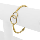 14k Yellow Gold 4g Hollow Light Circle Bypass Design Bangle Bracelet Italy 6.5"