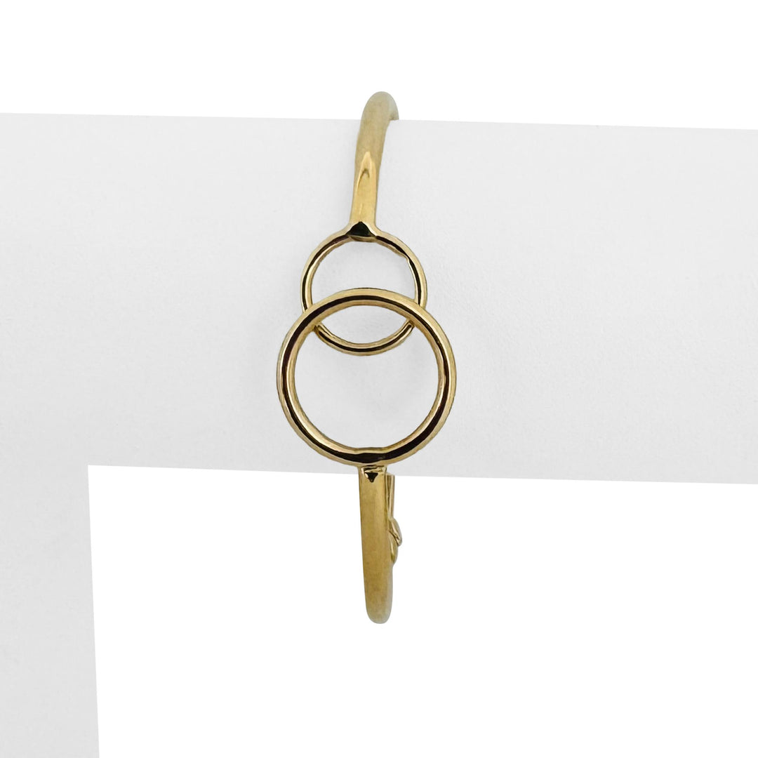14k Yellow Gold 4g Hollow Light Circle Bypass Design Bangle Bracelet Italy 6.5"