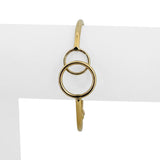 14k Yellow Gold 4g Hollow Light Circle Bypass Design Bangle Bracelet Italy 6.5"