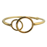 14k Yellow Gold 4g Hollow Light Circle Bypass Design Bangle Bracelet Italy 6.5"