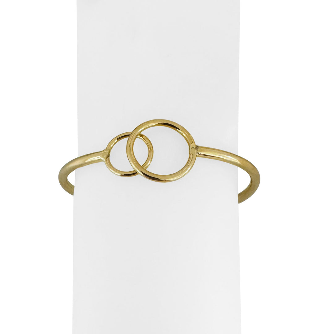 14k Yellow Gold 4g Hollow Light Circle Bypass Design Bangle Bracelet Italy 6.5"