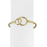 14k Yellow Gold 4g Hollow Light Circle Bypass Design Bangle Bracelet Italy 6.5"