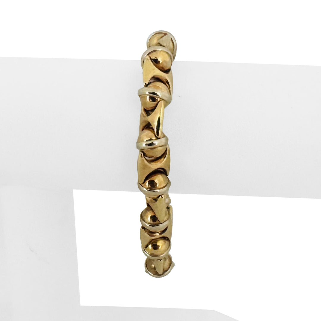 Sauro 18k Yellow and White Gold 34.7g Heavy Fancy Link Bracelet Italy 7.5"
