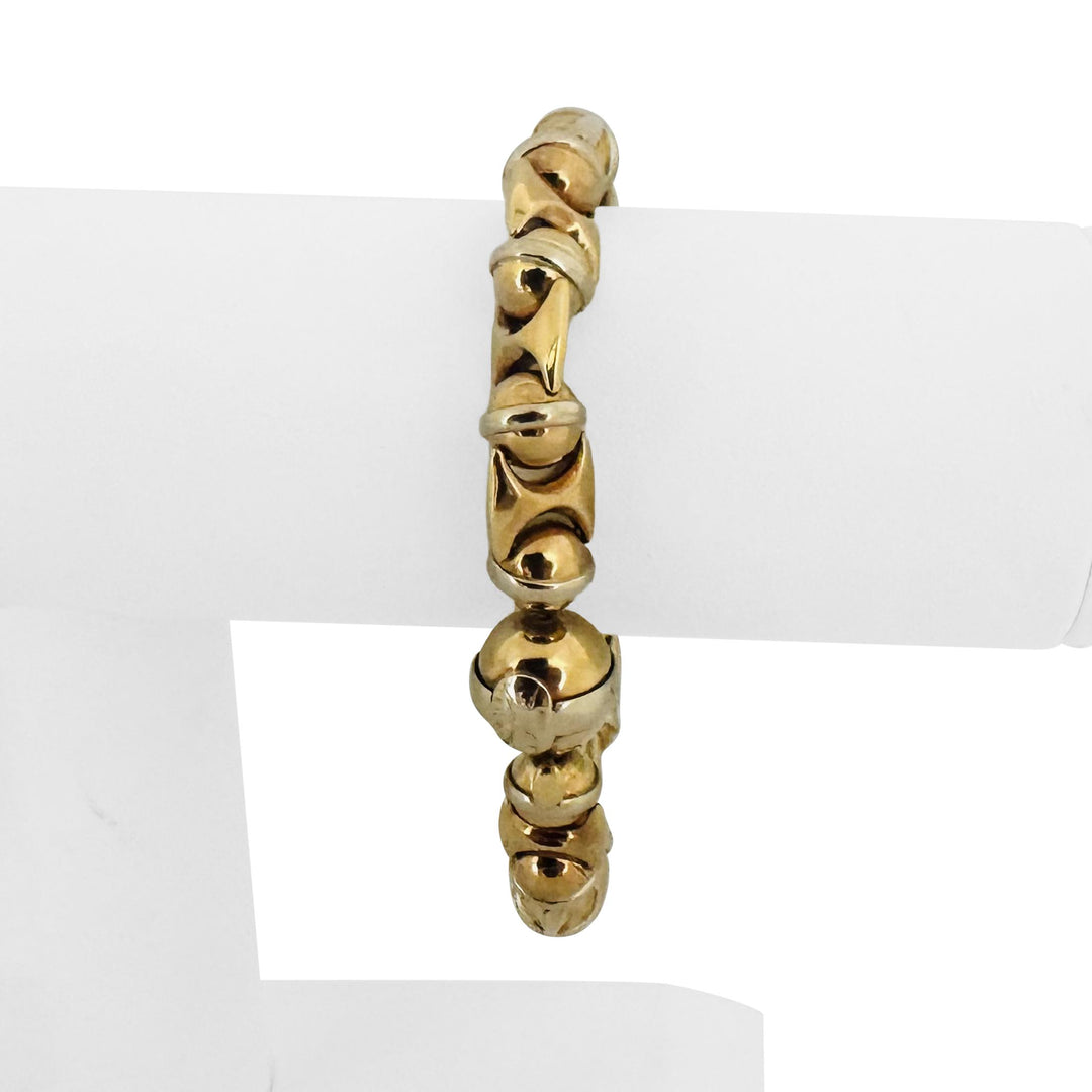Sauro 18k Yellow and White Gold 34.7g Heavy Fancy Link Bracelet Italy 7.5"