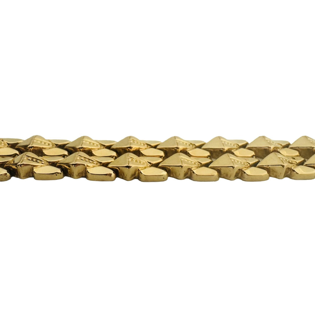 18k Yellow Gold 24.6g Vintage Heavy 14mm Fancy Link Bracelet Italy 7.25"