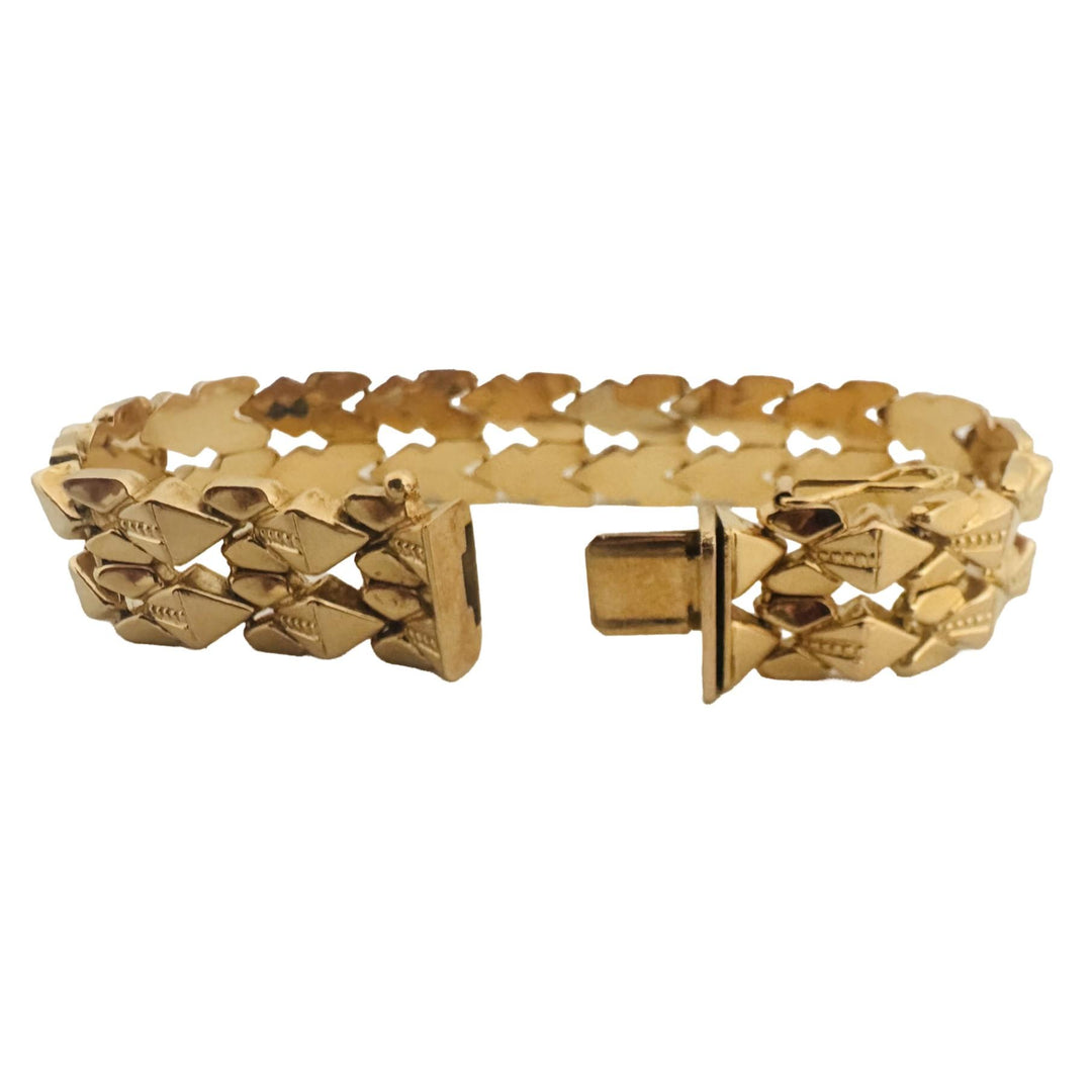 18k Yellow Gold 24.6g Vintage Heavy 14mm Fancy Link Bracelet Italy 7.25"