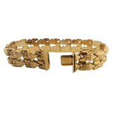 18k Yellow Gold 24.6g Vintage Heavy 14mm Fancy Link Bracelet Italy 7.25"
